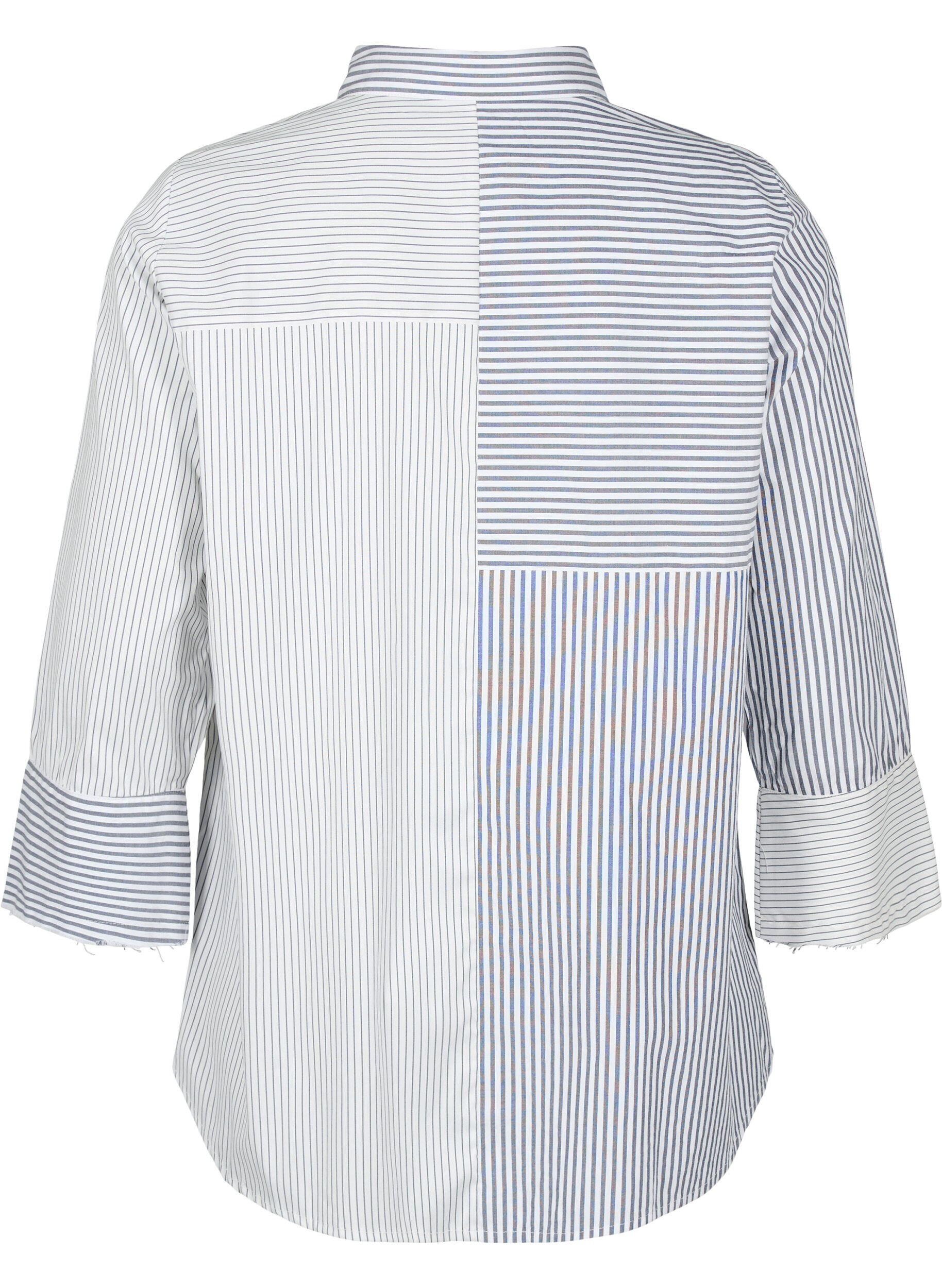 Zizzi Chemise &agrave; manches longues avec rayures, Lava Smoke Stripe, Packshot image number 1