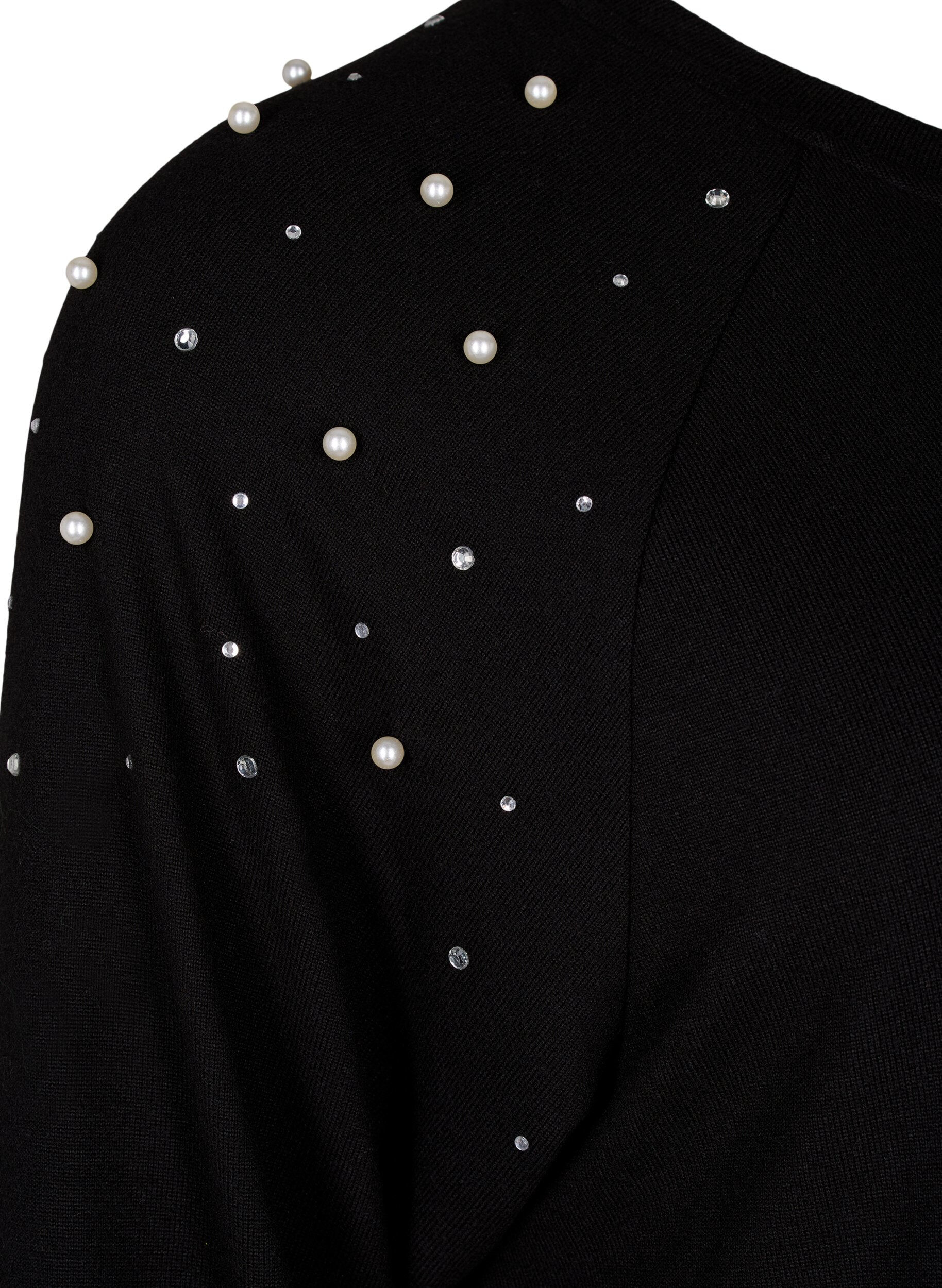 Zizzi Robes &agrave; manches longues avec perles, Noir, Packshot image number 3