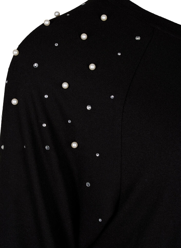 Robes à manches longues avec perles, Noir, Packshot image number 3