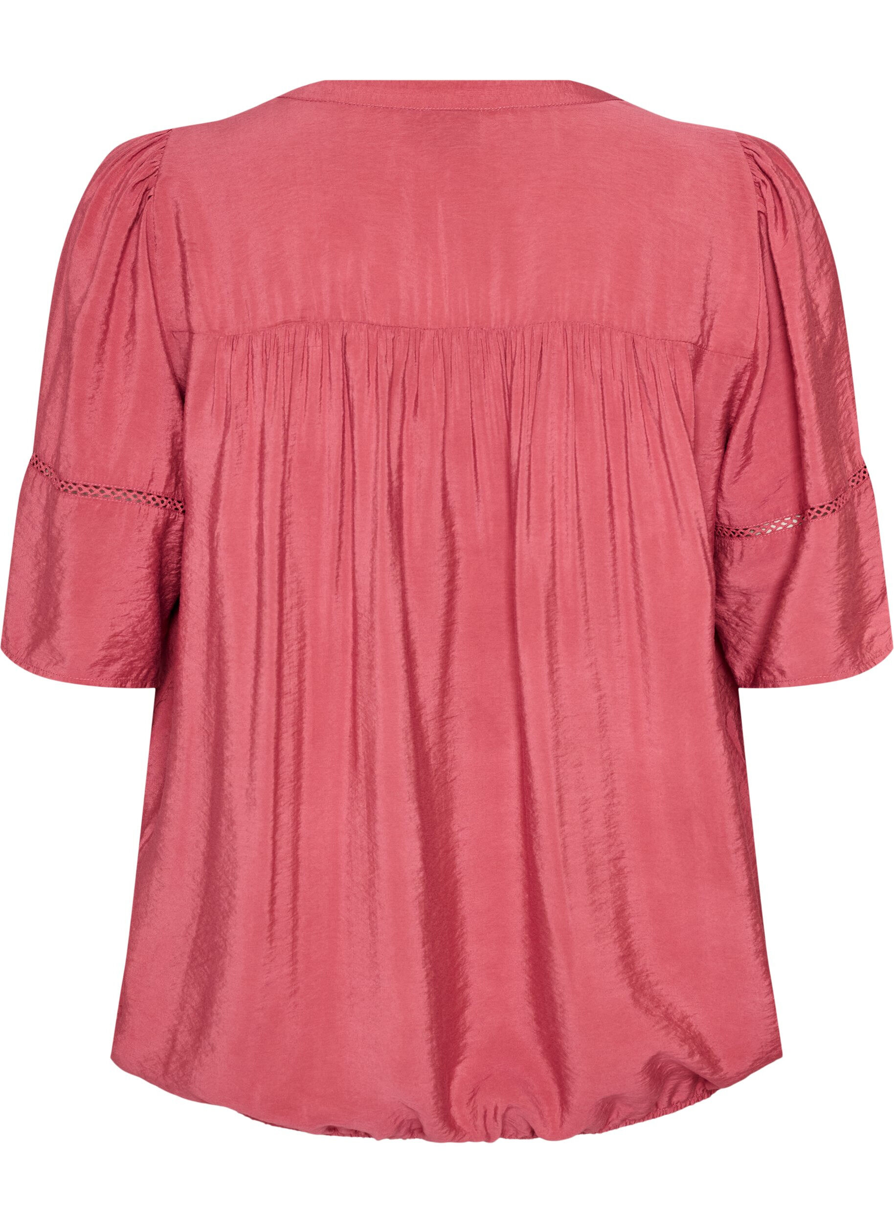 ZizziBlouse en viscose avec nervures et effet ballon, Rose, Packshot image number 1