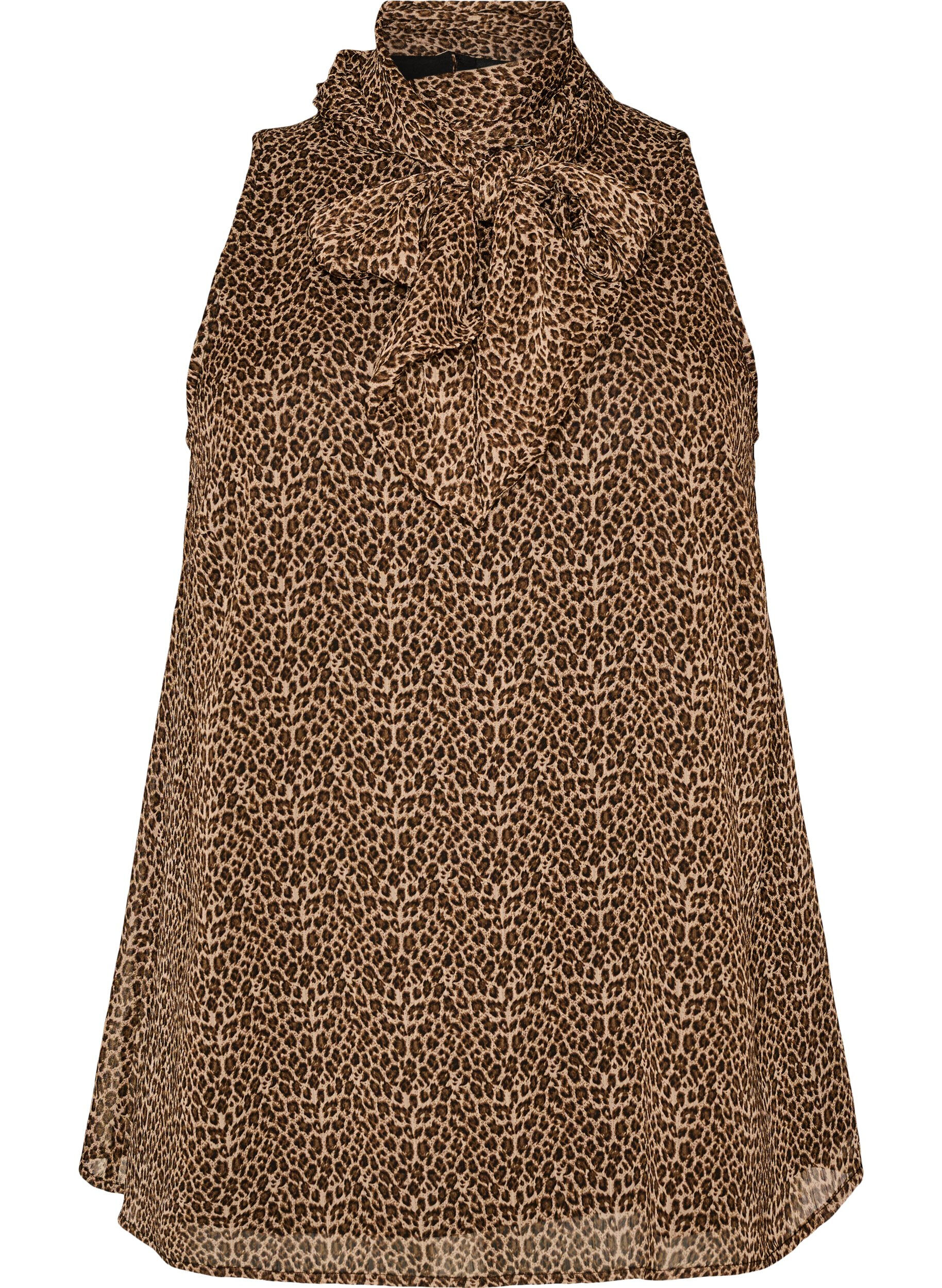 Blouse sans manches &agrave; col montant avec un n&oelig;ud