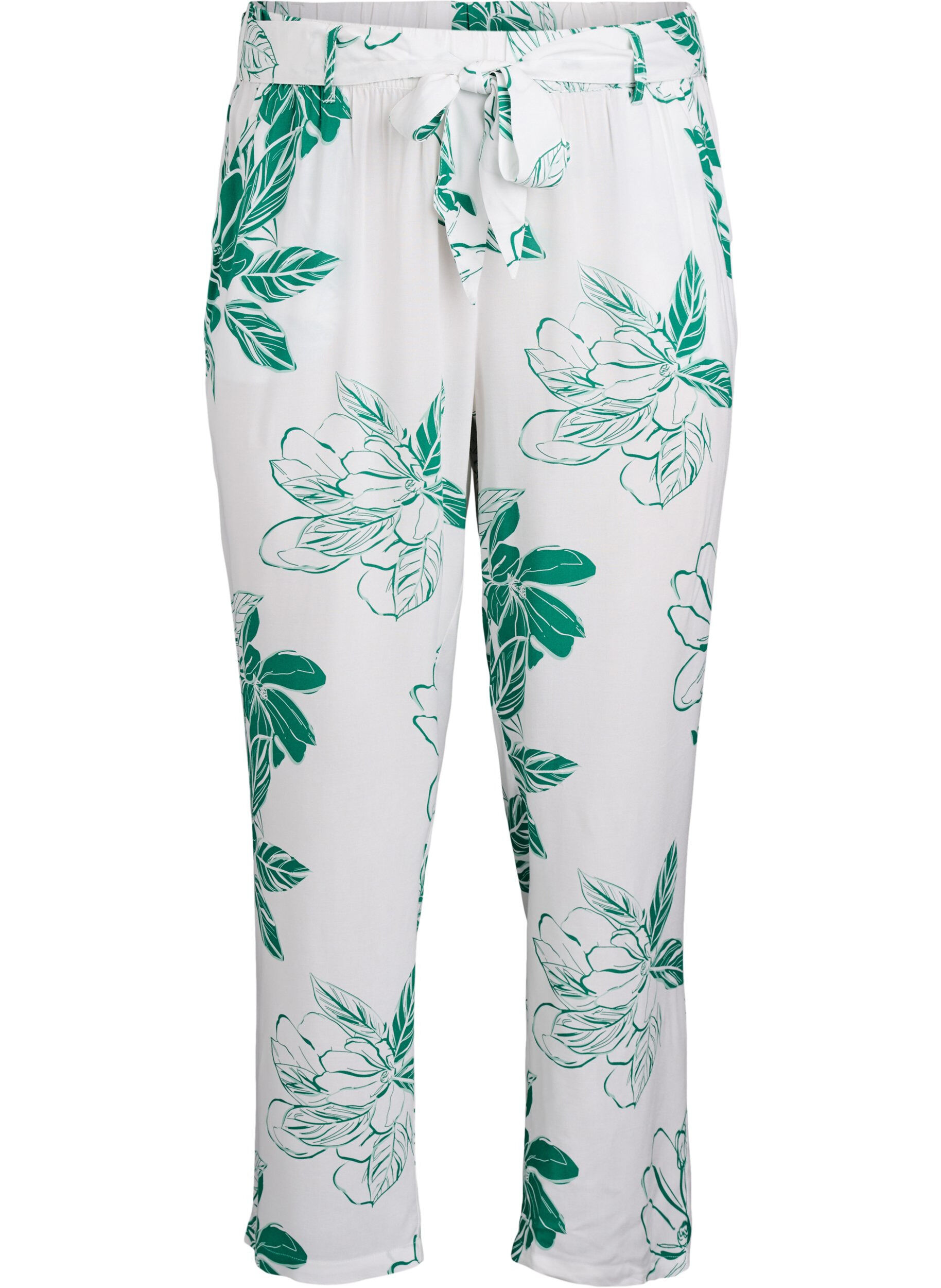 Zizzi Pantalon taille haute en viscose, Vert, Packshot image number 0