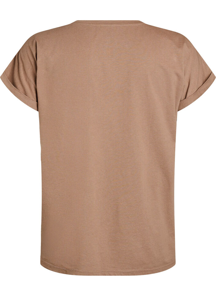 T-shirt &agrave; manches courtes en coton m&eacute;lang&eacute;, Marron, Packshot image number 1