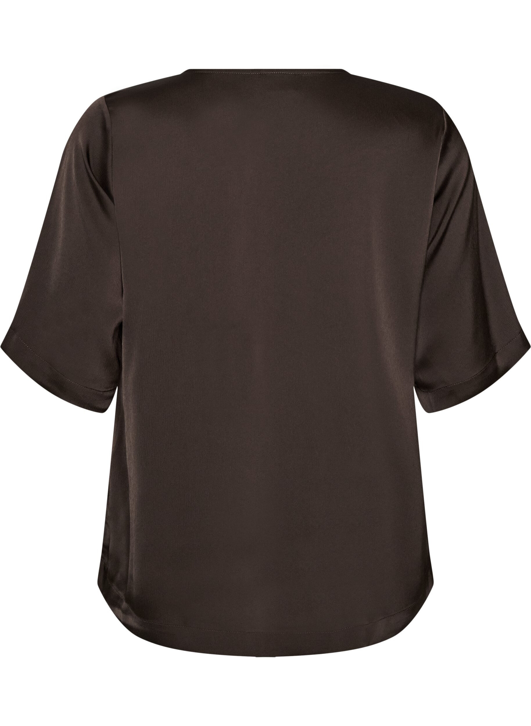 ZizziBlouse en satin &agrave; manches au coude, Marron, Packshot image number 1