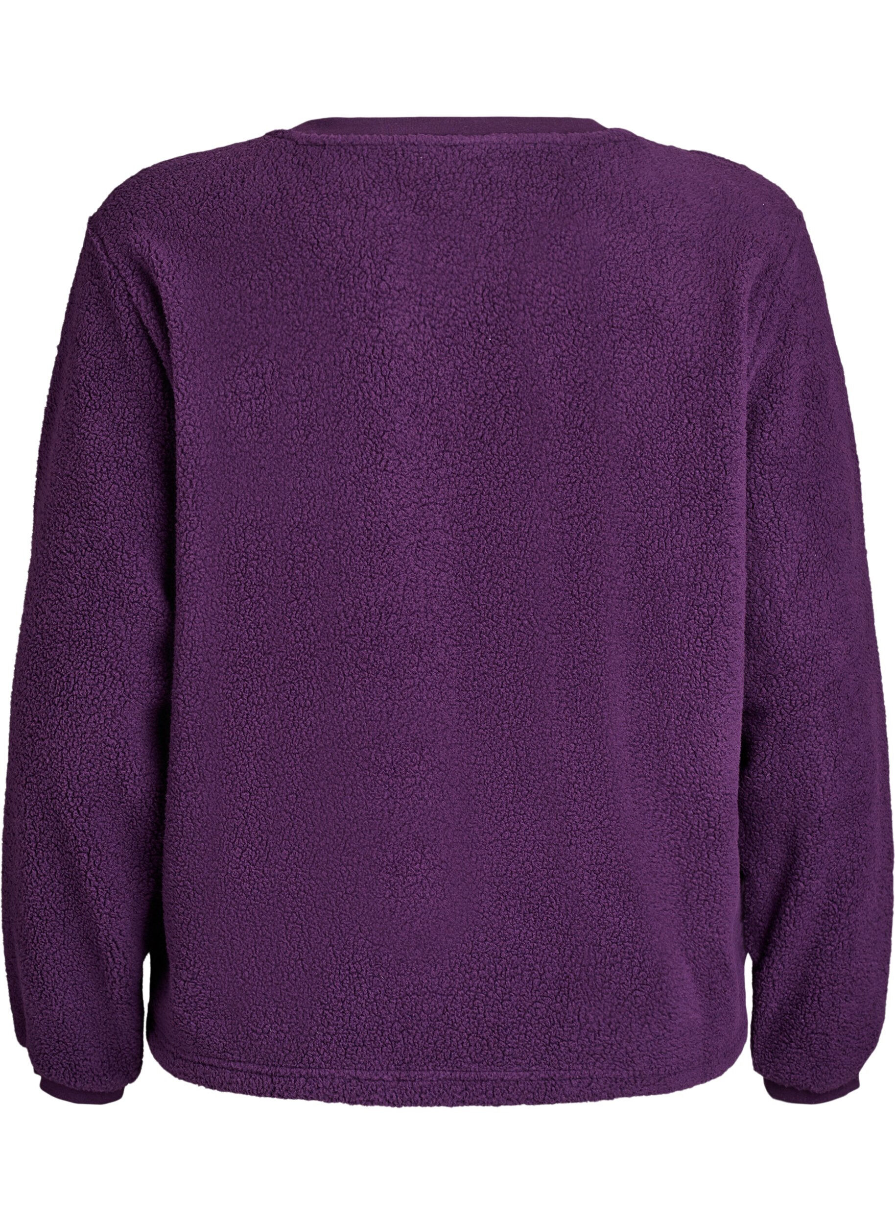 Zizzi Pull doux en polaire teddy, Violet, Packshot image number 1