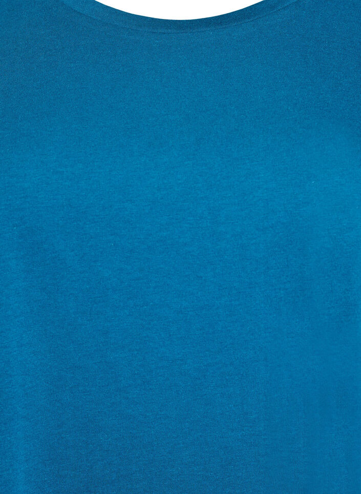 T-shirt &agrave; manches courtes en coton m&eacute;lang&eacute;, Bleu p&eacute;trole, Packshot image number 2