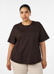 T-shirt coupe boxy en coton, Marron, Model image number 0