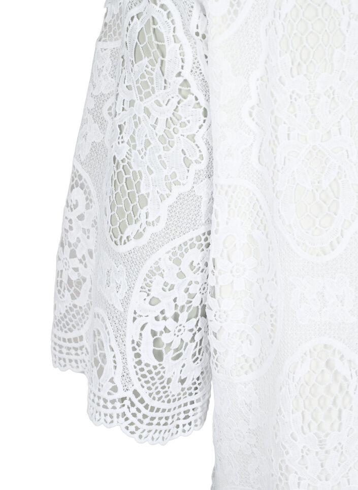 Robe de soirée en dentelle à manches courtes, Bright White, Packshot image number 3