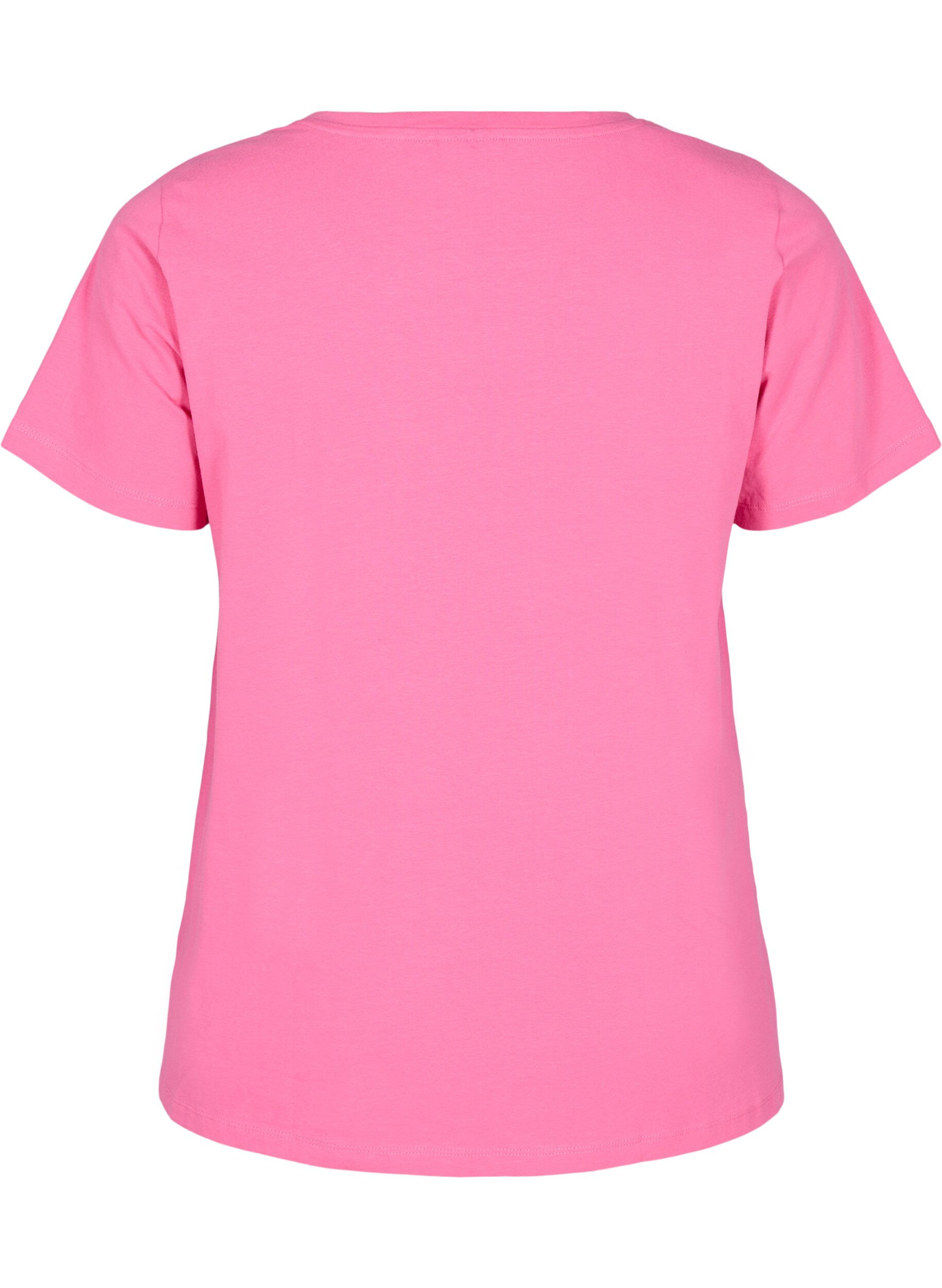 Zizzi T-shirt basique en coton de couleur unie, Rose, Packshot image number 1