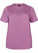 T-shirt en coton biologique avec broderie ajour&eacute;e, Violet, Packshot image number 0