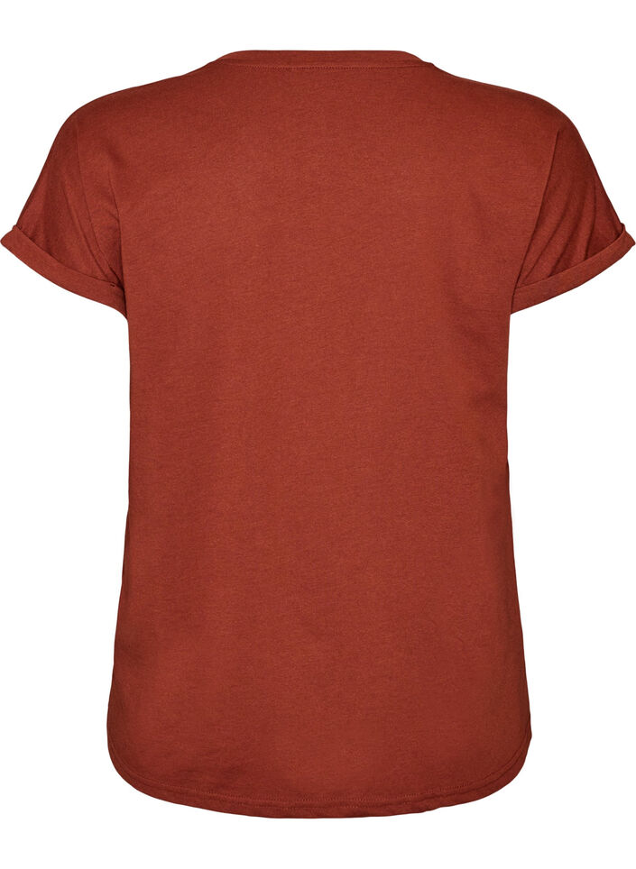 T-shirt &agrave; manches courtes en coton m&eacute;lang&eacute;, Bordeaux, Packshot image number 1