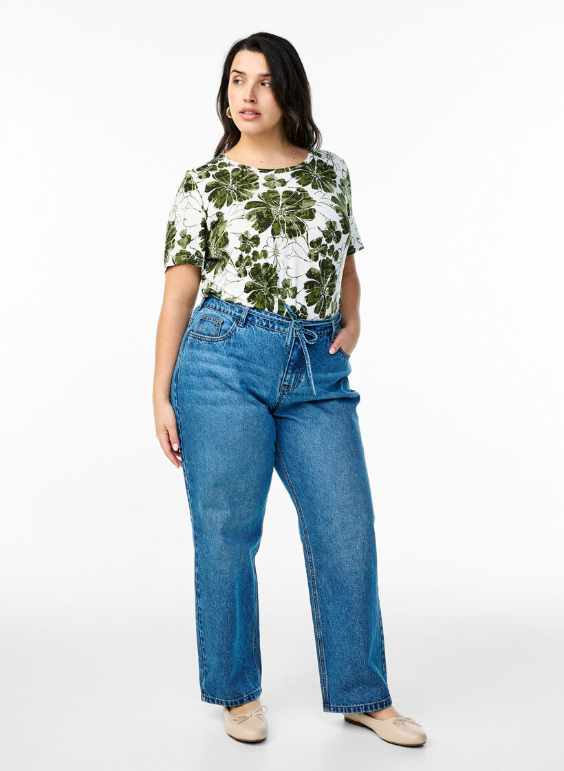 T-shirt avec imprim&eacute; floral, Vert, Model image number 1