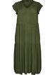 Robe midi en viscose avec manches &agrave; volants, Vert, Packshot image number 0