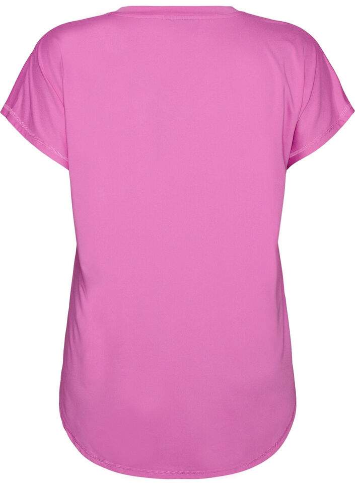 T-shirt de sport &agrave; manches courtes avec col en V, Violet, Packshot image number 1
