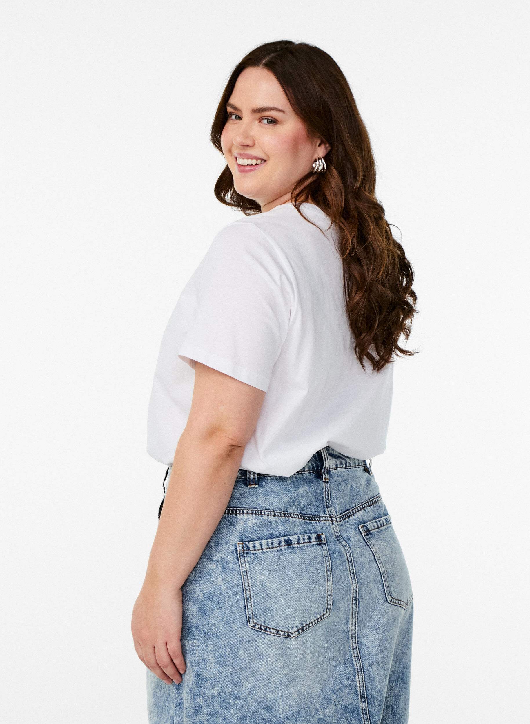 Zizzi T-shirt avec impression agrumes, Blanc, Model image number 2