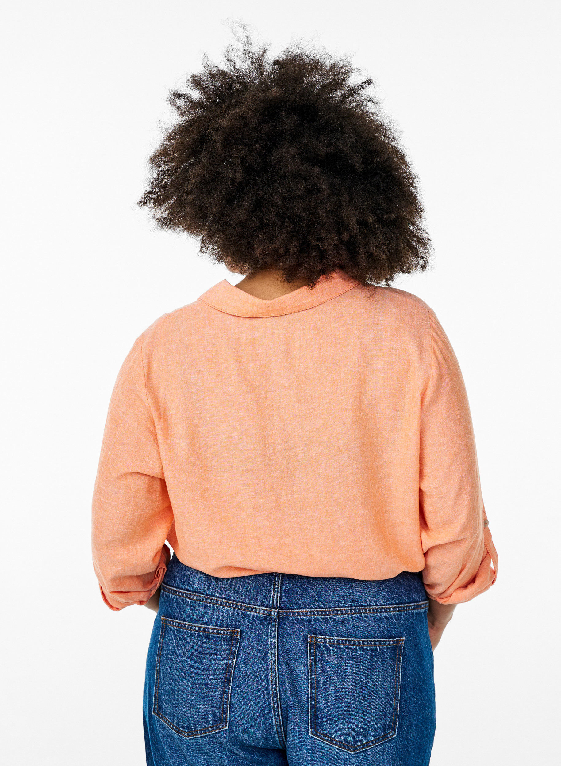 ZizziChemise en lin et viscose avec manches 3/4, Corail, Model image number 2