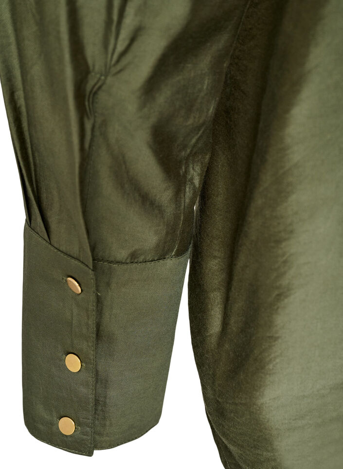 Chemise en viscose avec des boutons dor&eacute;s, Vert, Packshot image number 3