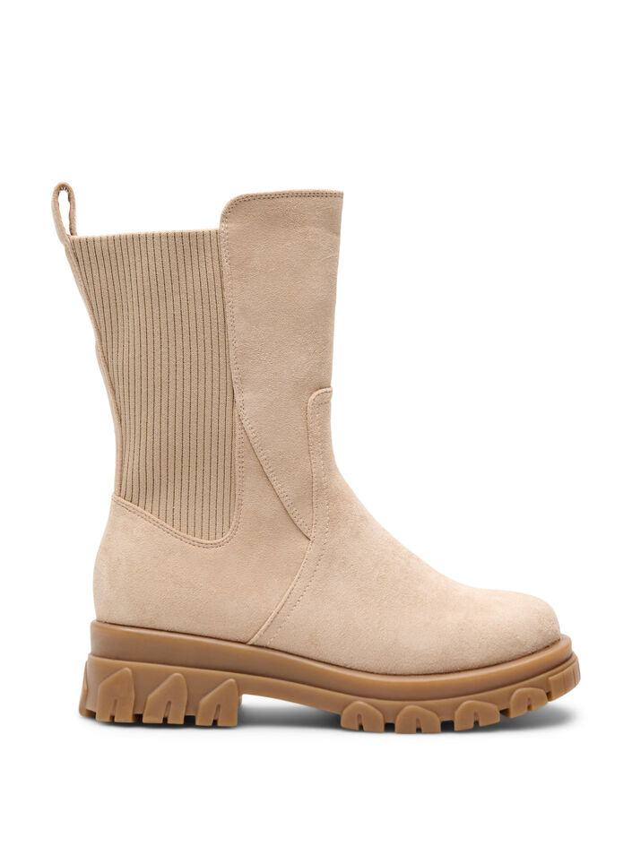 Large - Bottines &eacute;paisses en su&eacute;dine, Beige, Packshot