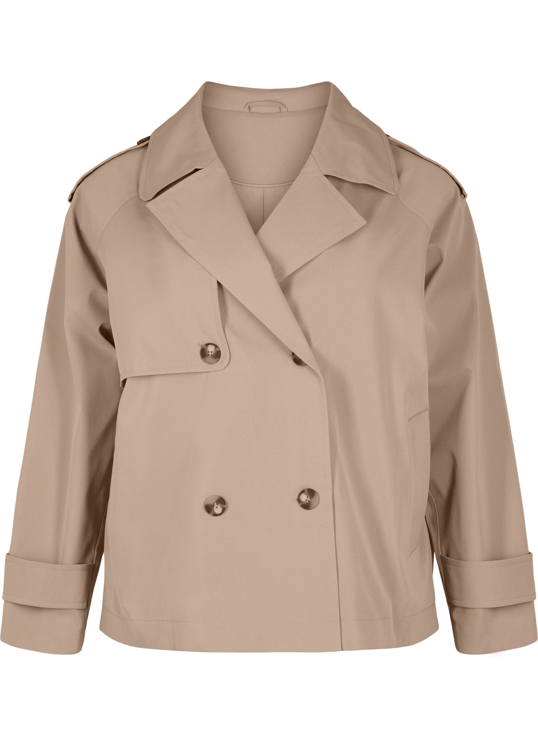Zizzi Trench court aux d&eacute;tails classiques, Gris, Packshot image number 0