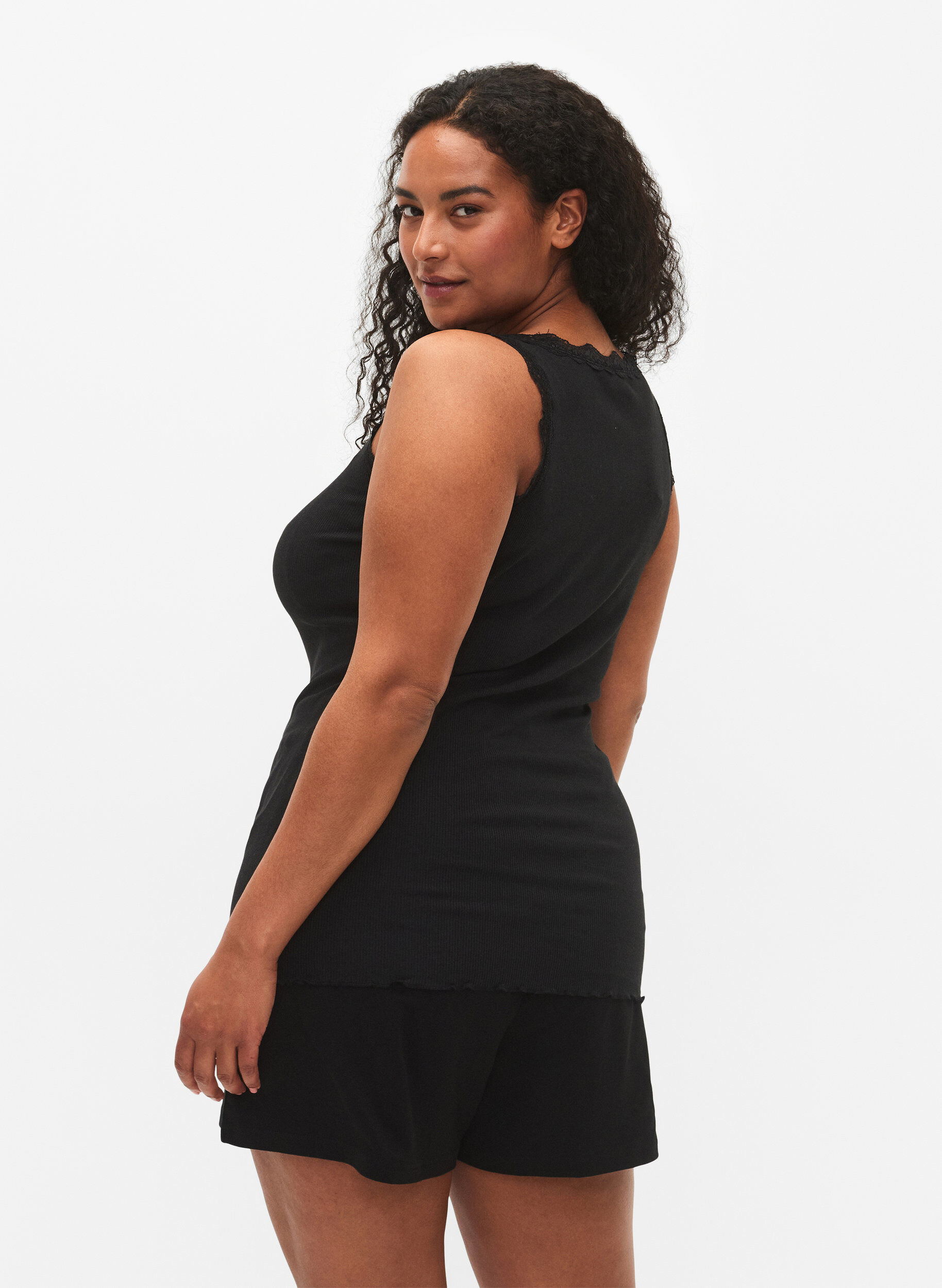 ZizziHaut avec bordure en dentelle, Noir, Model image number 2