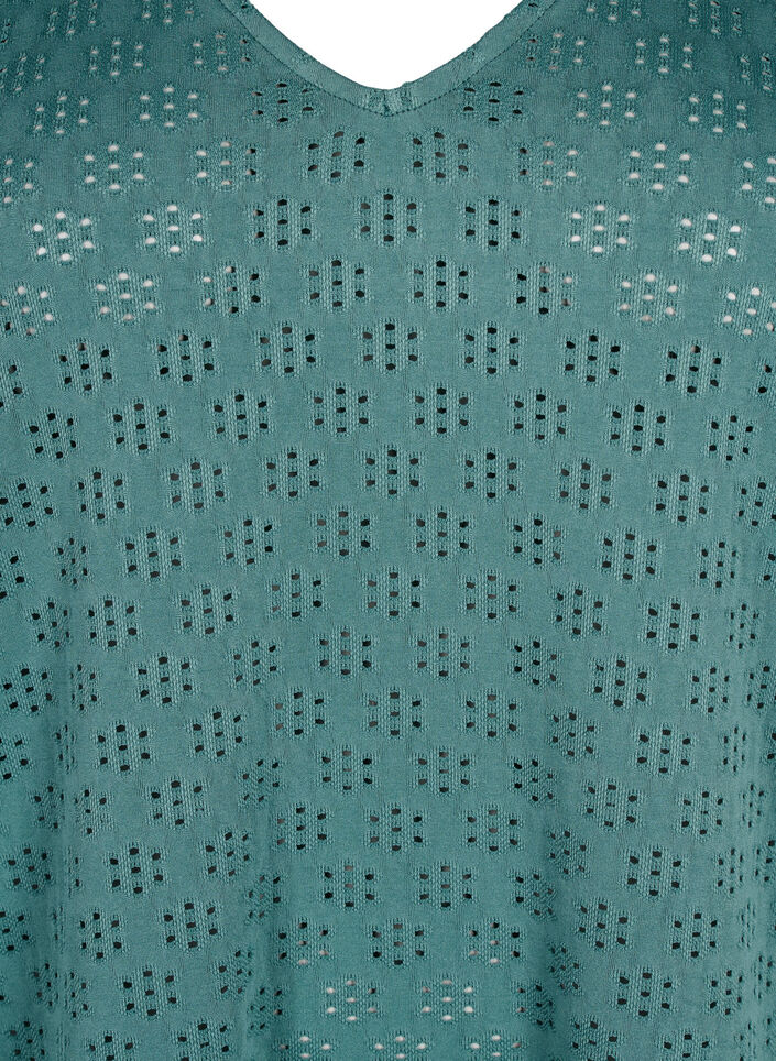 Chemisier à col en V avec motif à trous, Sea Pine, Packshot image number 2