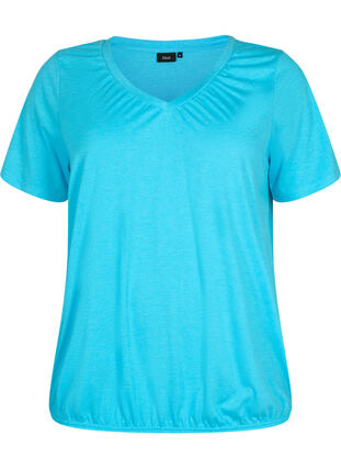 T-shirt mélangé avec bord élastiqué, Blue Atoll Mél, Packshot image number 0