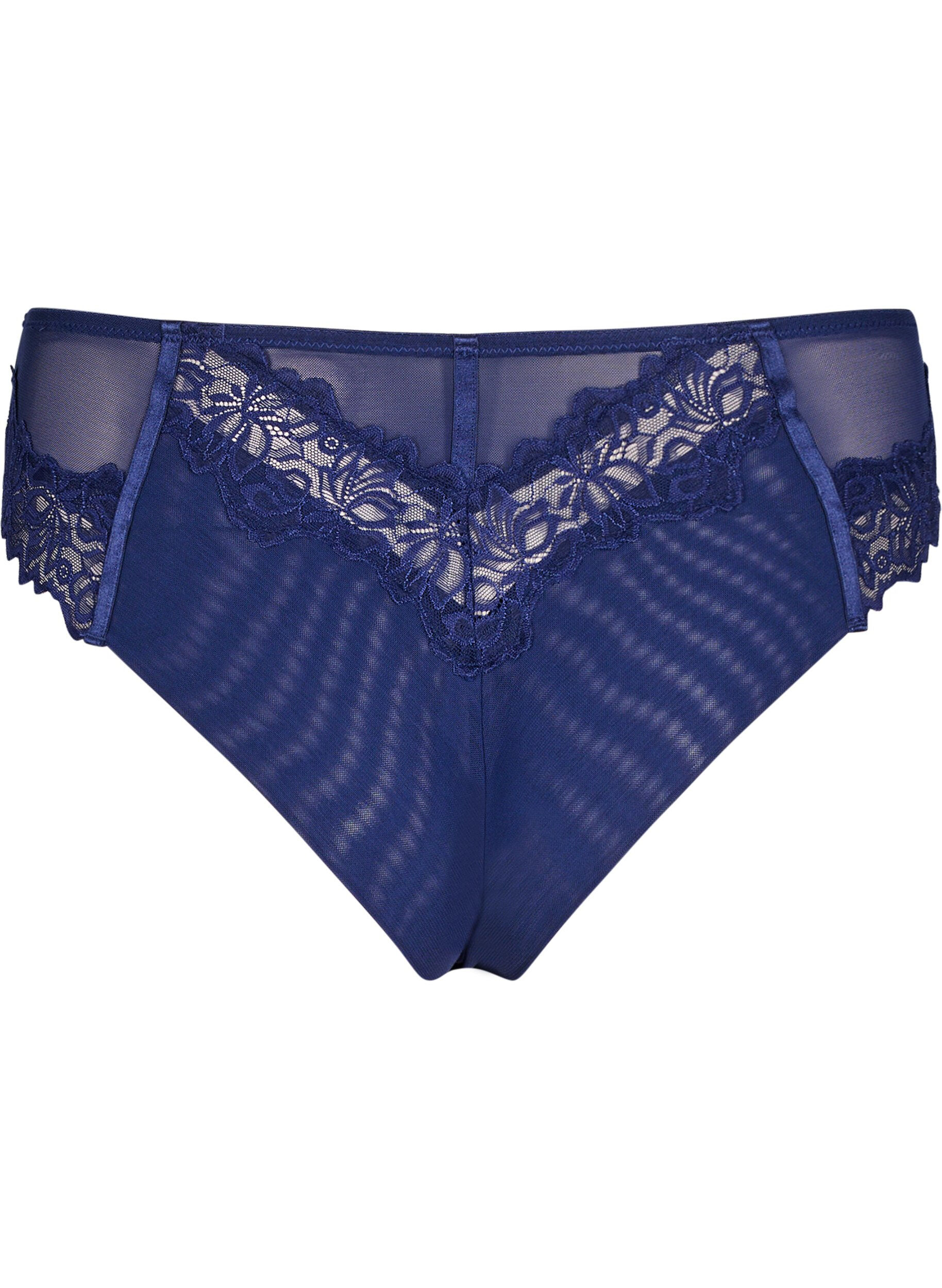 Zizzi Culottes br&eacute;siliennes avec dentelle et ruban de satin, Ocean Cavern, Packshot image number 1