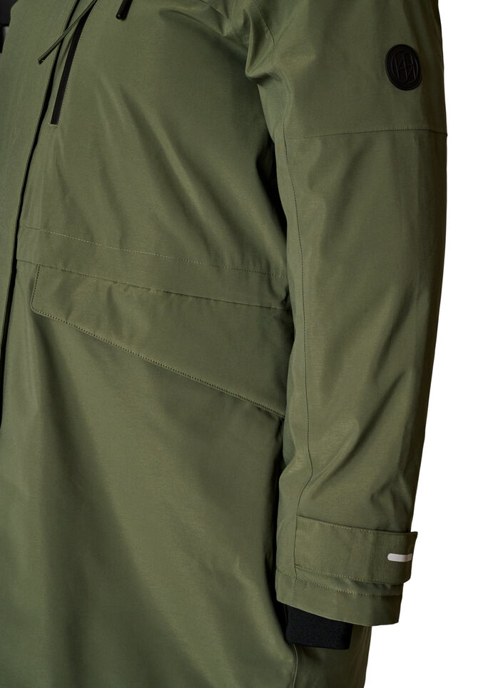 Parka d&eacute;perlante avec capuche et d&eacute;tails fonctionnels, Vert, Packshot image number 3