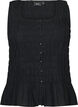 Top sans manches en coton et lin avec smocks, Noir, Packshot image number 0