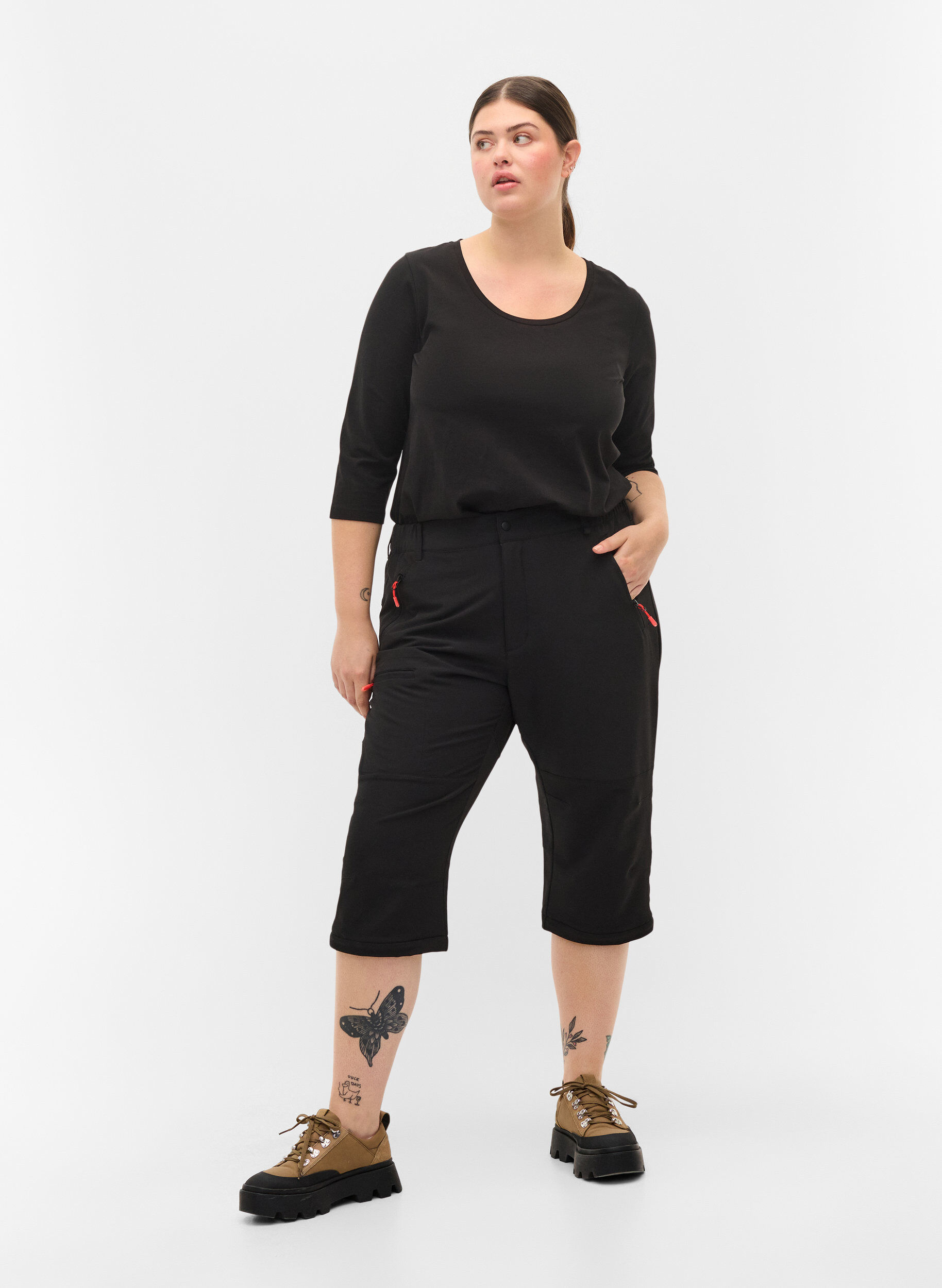 Zizzi Pantalon de randonn&eacute;e avec jambes amovibles, Black, Model image number 2