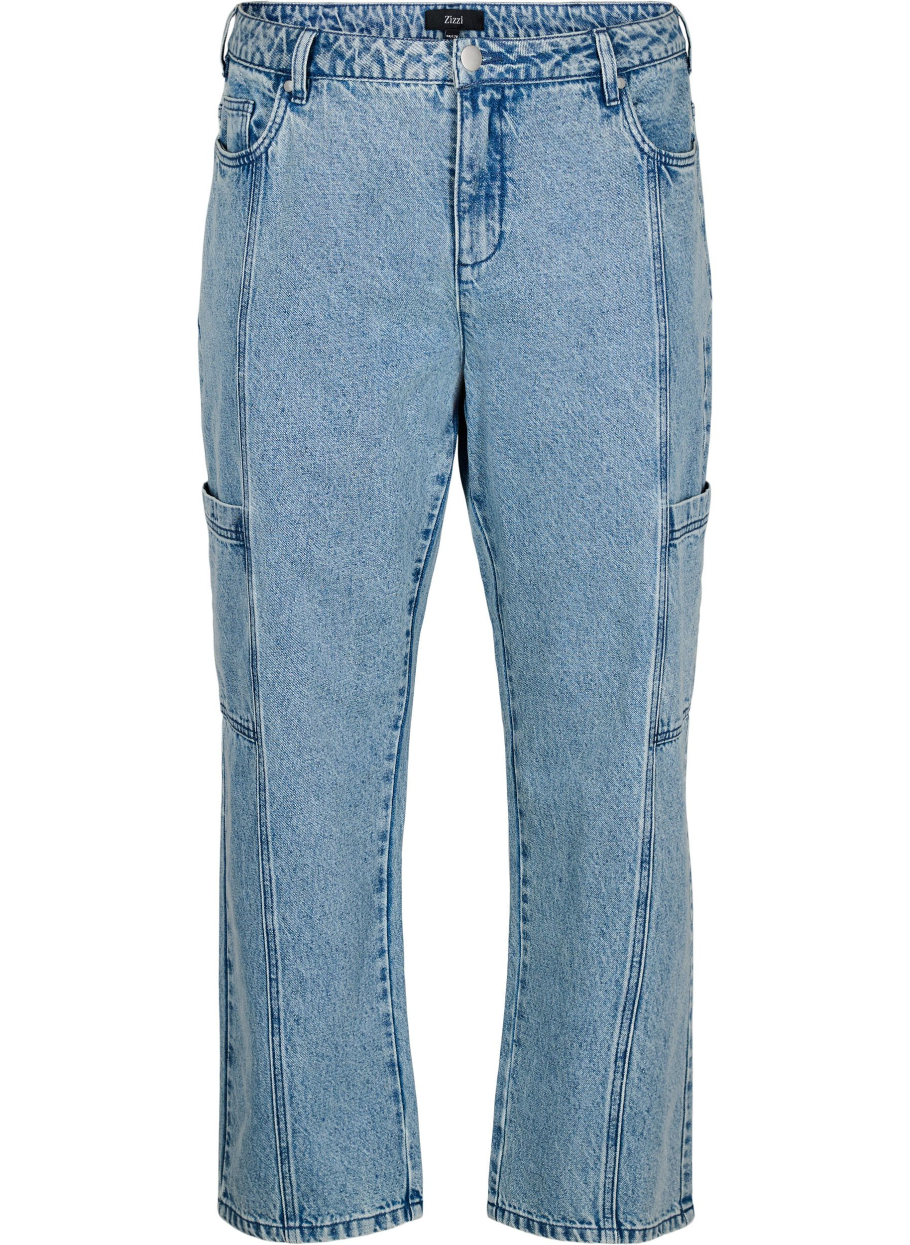 Zizzi Jeans cargo taille haute, Bleu Clair, Packshot image number 0