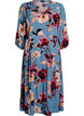 Robe mi-longue avec imprim&eacute; floral et manches 3/4, Bleu, Packshot image number 0