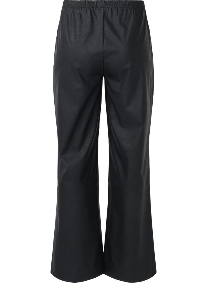 Pantalon ample en simili cuir avec ceinture élastiquée, Black, Packshot image number 1