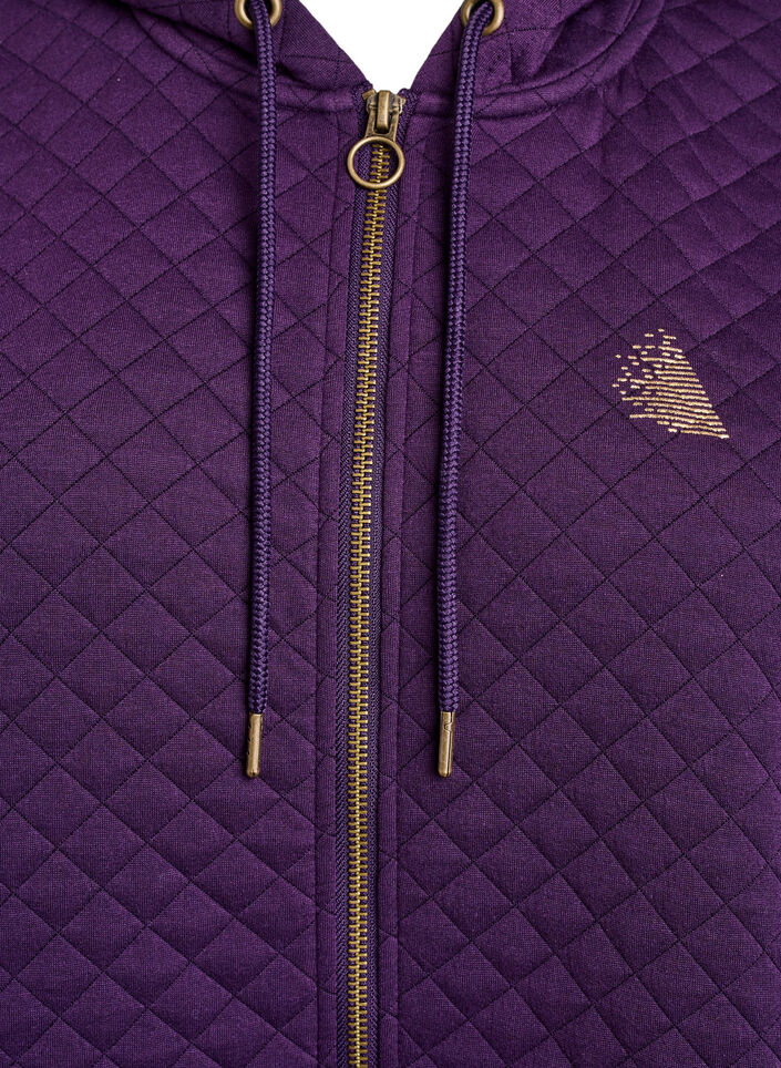 Cardigan de sport long matelass&eacute; avec fermeture &eacute;clair, Violet, Packshot image number 2