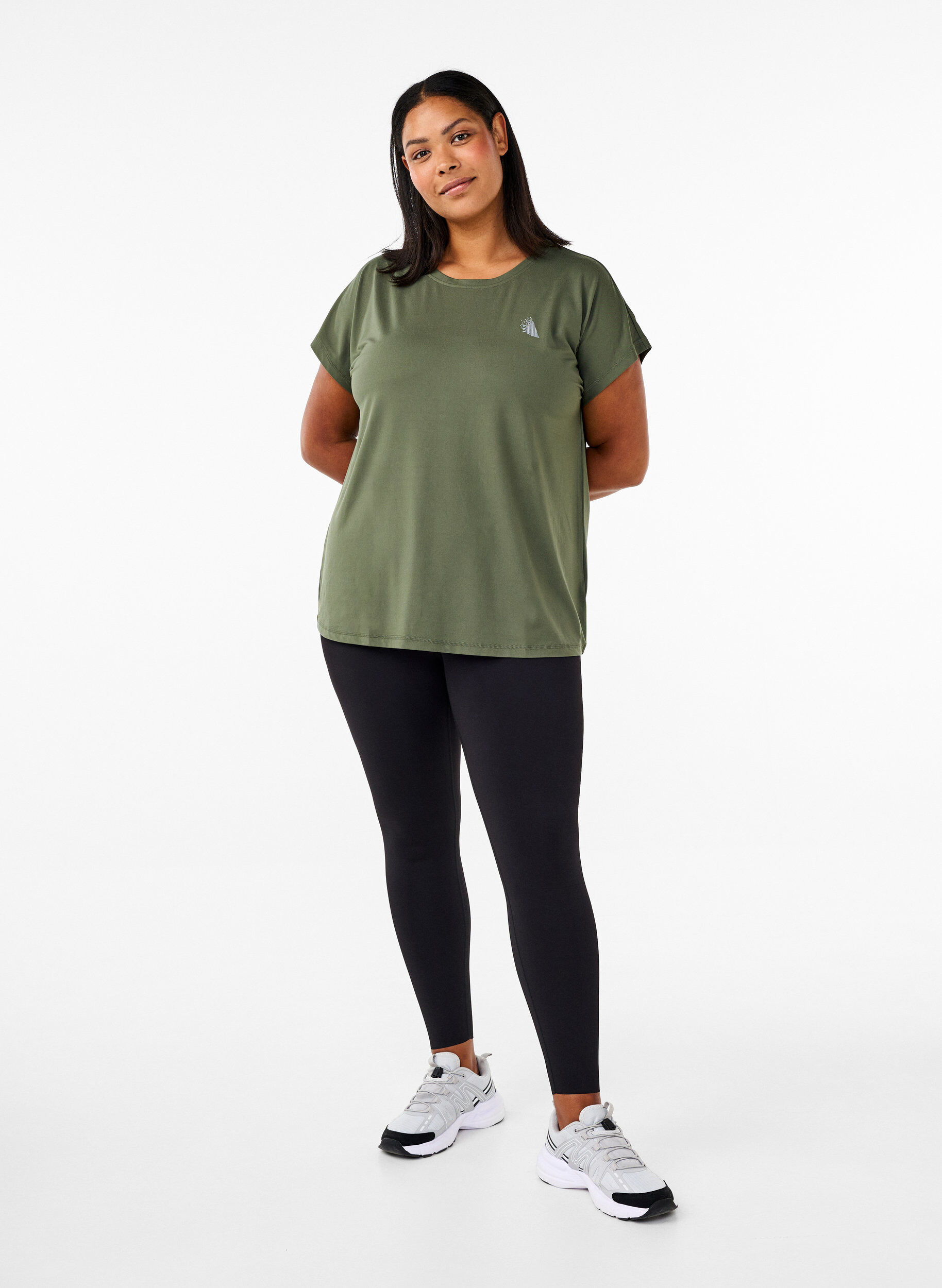 Zizzi T-shirt de sport uni, Vert, Model image number 1