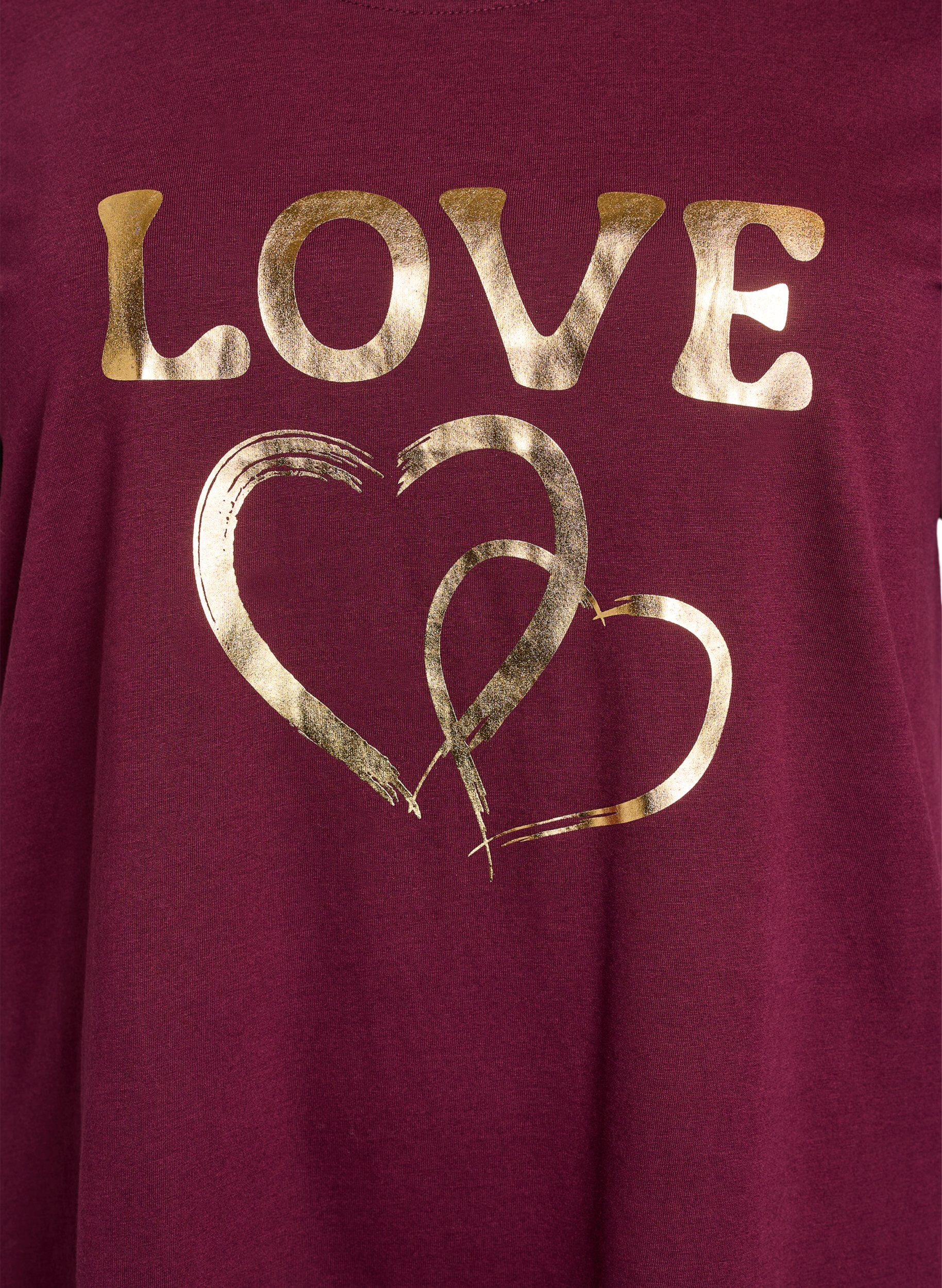 Zizzi T-shirt imprim&eacute;, Bordeaux, Packshot image number 2