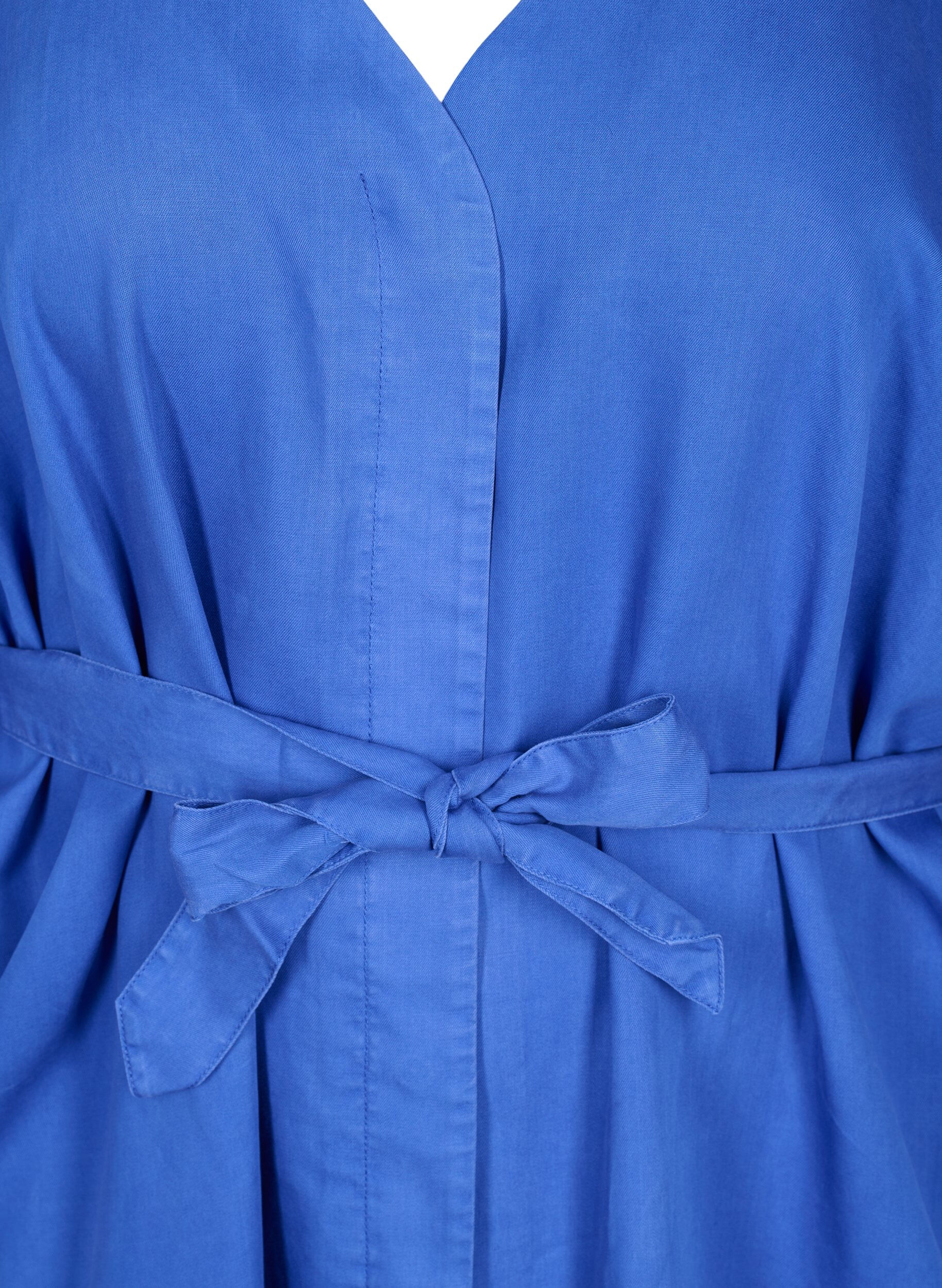 ZizziRobe &agrave; manches 3/4 avec une ceinture &agrave; nouer, Bleu intense, Packshot image number 2