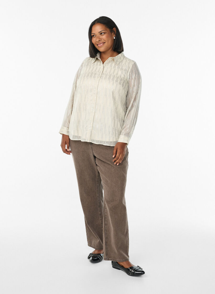 Chemise à motif pailleté, Vanille, Model image number 1