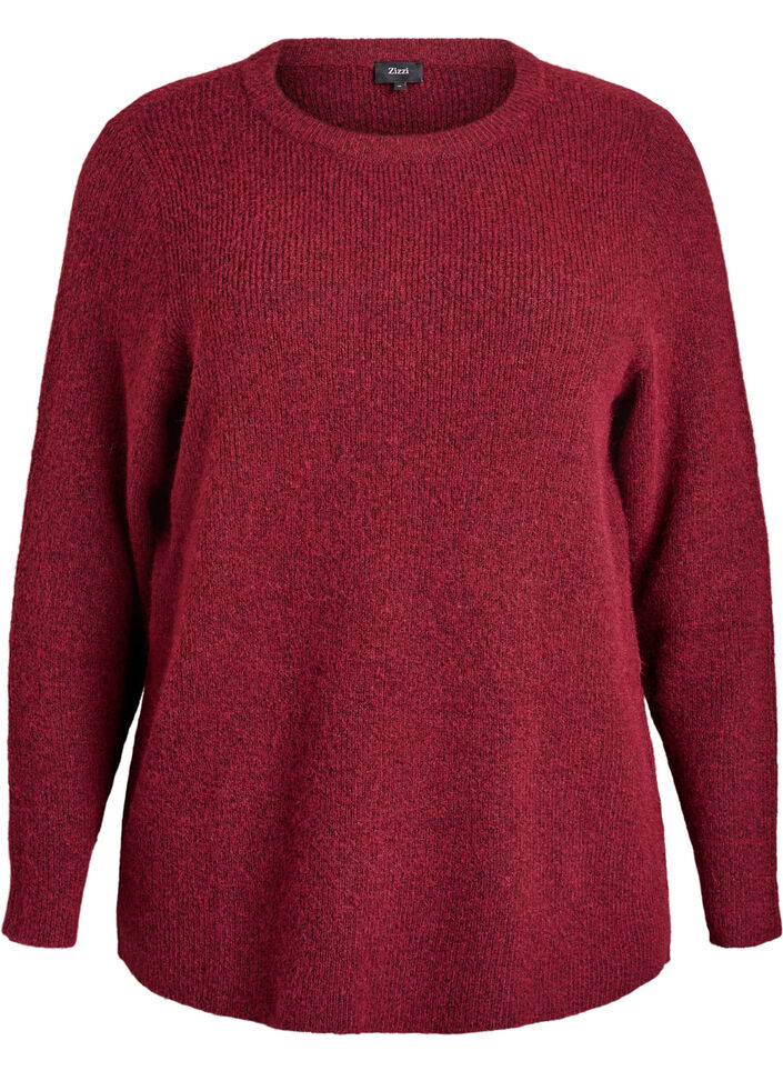 Blouse en maille chinée à col rond, Bordeaux, Packshot image number 0