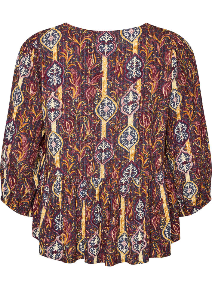 Blouse &agrave; imprim&eacute; cachemire et d&eacute;tails en dentelle, Violet, Packshot image number 1