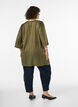 Tunique brillante avec col en V et manches 3/4, Vert Kaki, Model image number 2