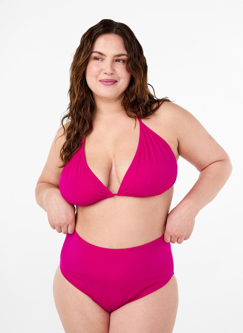 Bas de bikinis à taille haute, Rose, Model image number 0