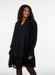Robe en viscose avec volants et manches transparentes, Noir, Model image number 0