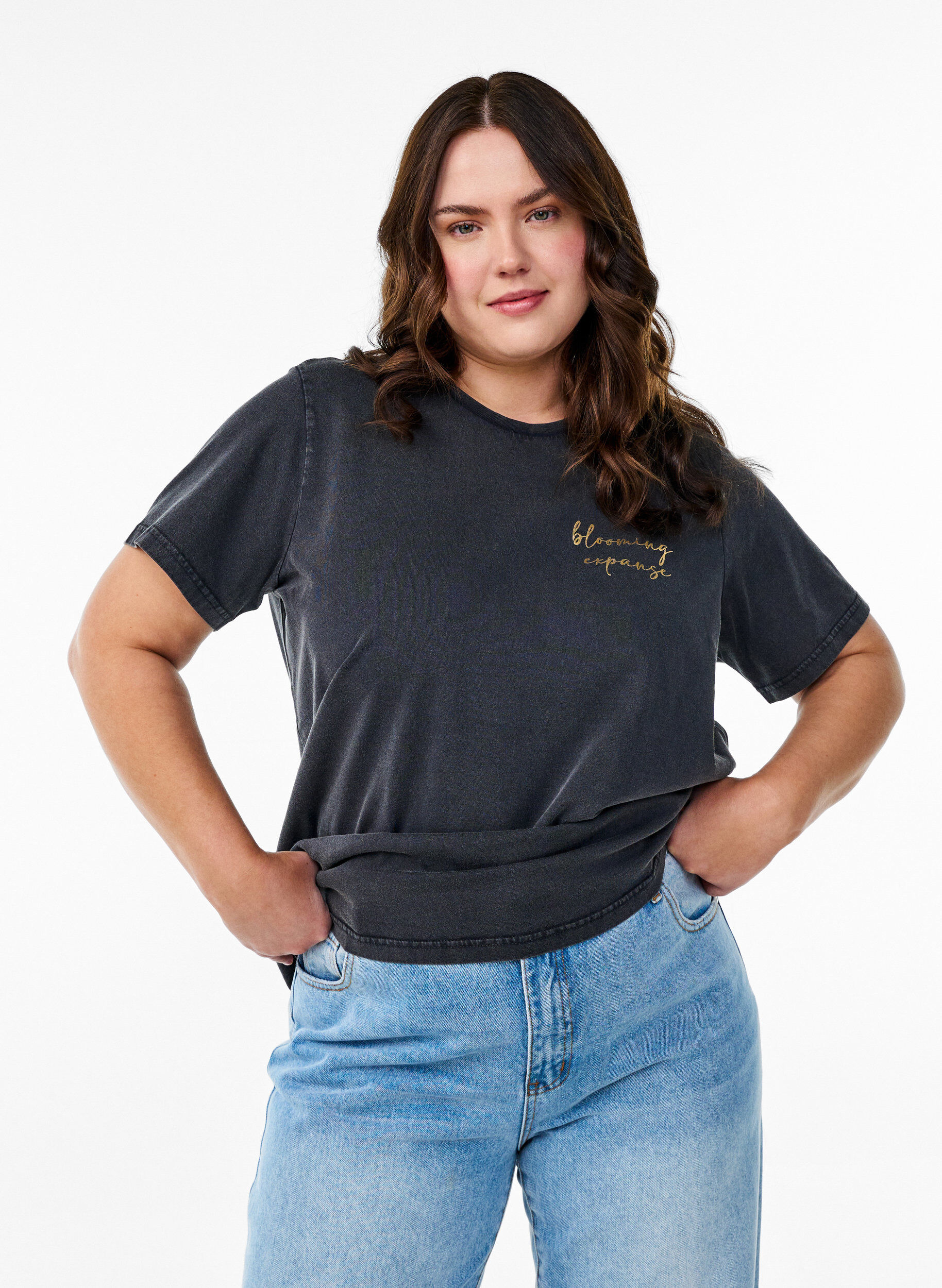 T-shirt en coton biologique avec une impression cool, Gris anthracite, Model