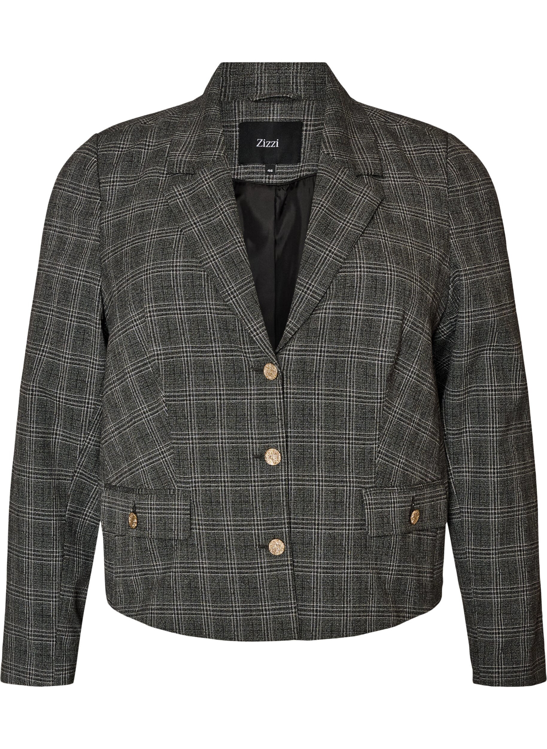 ZizziBlazer court &agrave; carreaux, Gris anthracite, Packshot image number 0