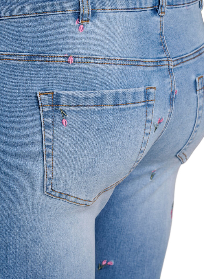 Jeans bootcut avec des fleurs brodées, Bleu Clair, Packshot image number 3