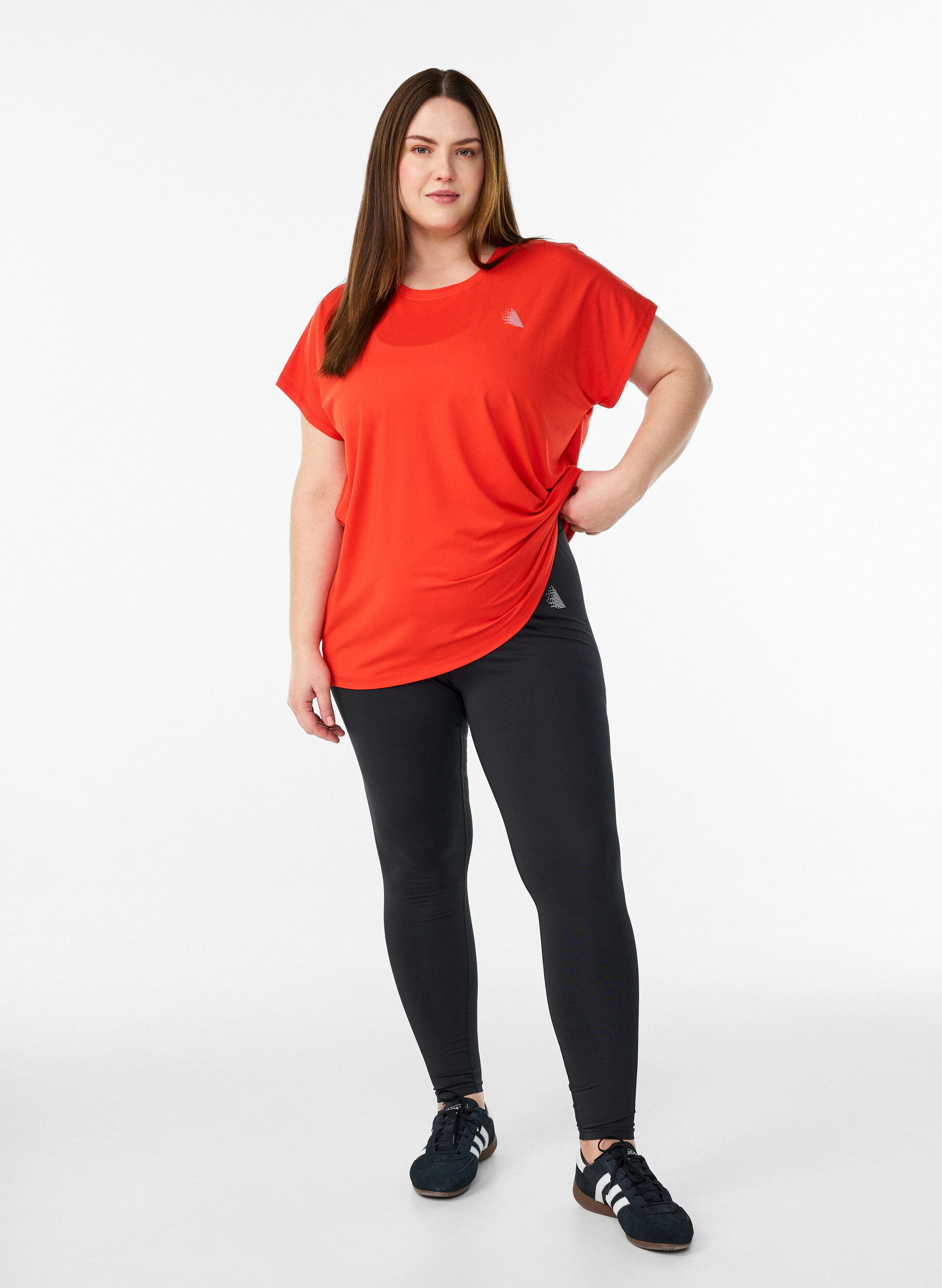 Zizzi T-shirt de sport couleur unie, Orange, Model image number 1