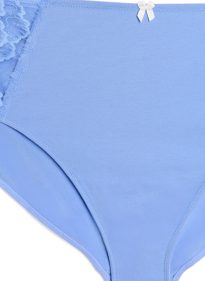 Culotte brief en coton avec empi&egrave;cements en dentelle, Bleu, Packshot image number 2