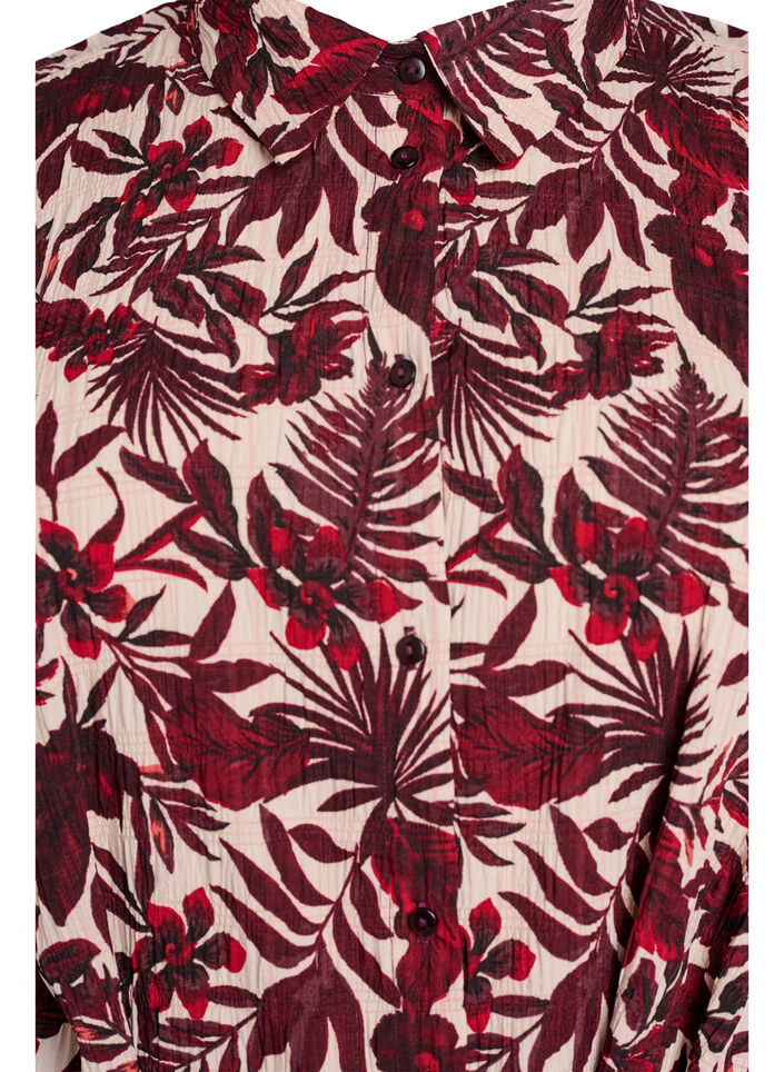 Robe chemise mi-longue avec imprimé floral, Rouge, Packshot image number 2
