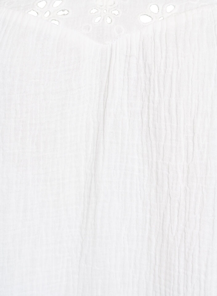 Blouse en mousseline de coton avec broderie anglaise et manches 1/2, Blanc, Packshot image number 2